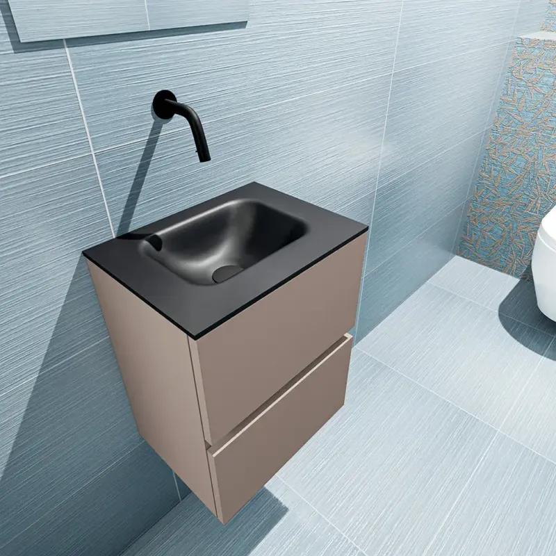 Goedkoop Mondiaz Ada 40cm toiletmeubel smoke met wastafel urban midden zonder kraangat