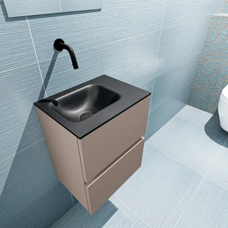 Mondiaz Ada 40cm toiletmeubel smoke met wastafel urban links zonder kraangat Express Levering