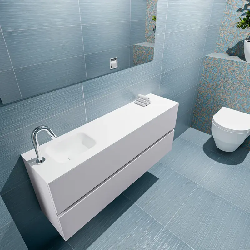 Mondiaz Ada 120cm toiletmeubel cale met wastafel talc links 1 kraangat Lage Prijs