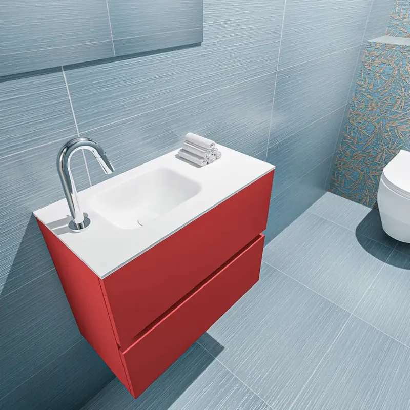 Direct Beschikbaar Mondiaz Ada 60cm toiletmeubel fire met wastafel talc links 1 kraangat