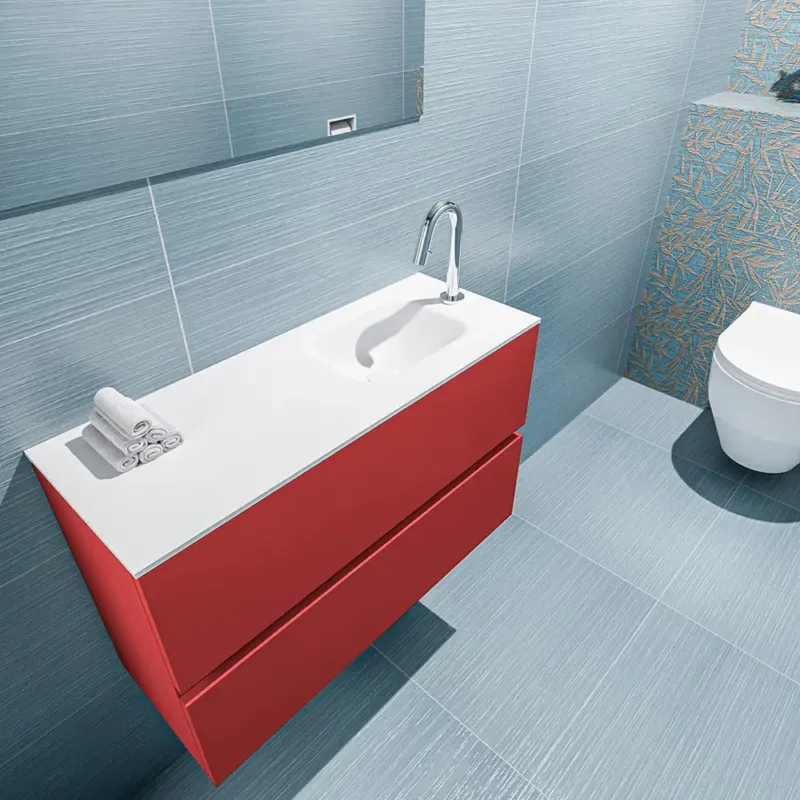 Laatste Kans Mondiaz Ada 80cm toiletmeubel fire met wastafel talc rechts 1 kraangat