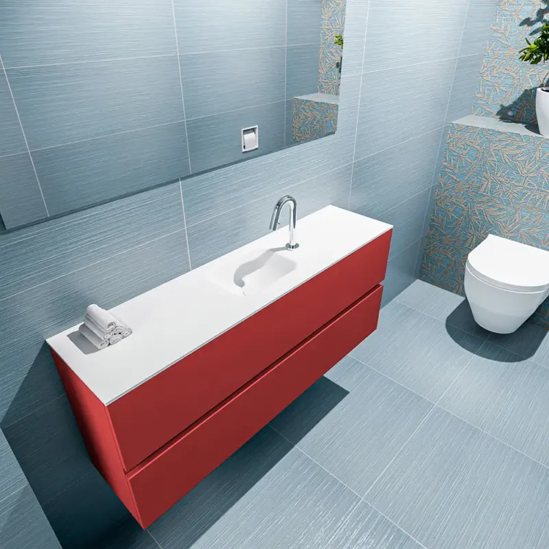 Mondiaz Ada 120cm toiletmeubel fire met wastafel talc midden 1 kraangat Direct Beschikbaar
