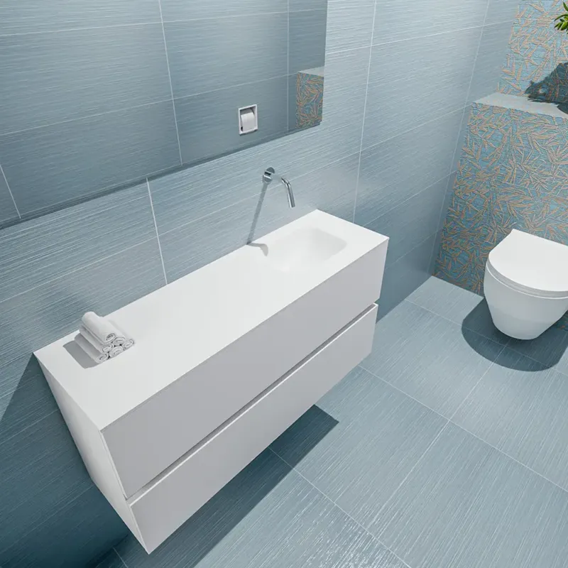 Mondiaz Ada 100cm toiletmeubel talc met wastafel talc rechts zonder kraangat Tijdelijk Beschikbaar