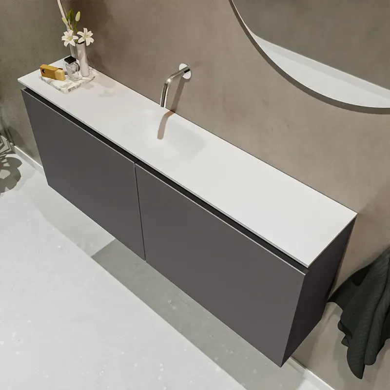 Mondiaz Ture 120cm toiletmeubel dark grey met wastafel talc midden geen kraangat Gecertificeerd