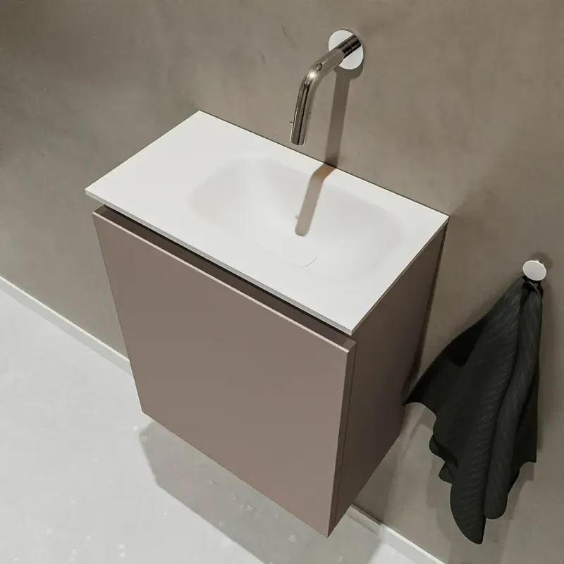 Mondiaz Ture 40cm toiletmeubel smoke met wastafel talc rechts geen kraangat Fabrieksprijs