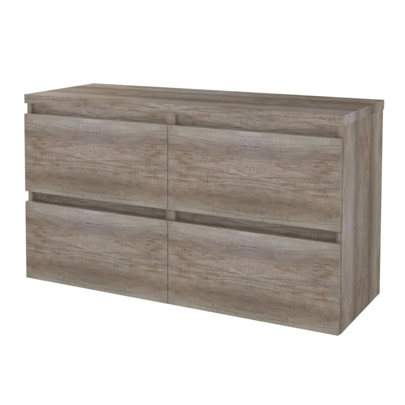 Badmeubelset Aquasplash Salt 120x46cm Greeploos 4 Lades Met Afdekplaat Scotch Oak Nieuw